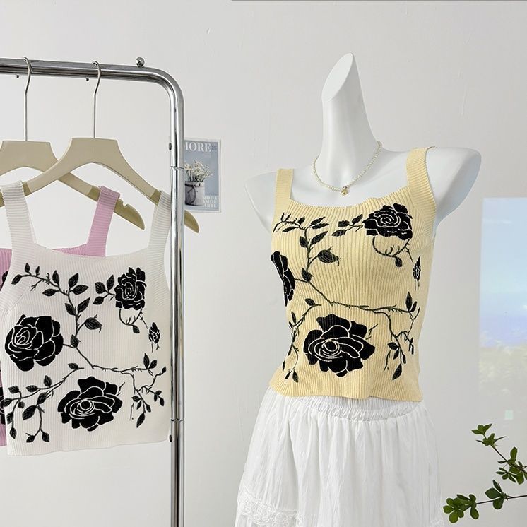 

Женская летняя трикотажная майка с квадратным вырезом, темпераментного цвета французской розы, с ленивой подкладкой, без рукавов, облегающий короткий топ L жёлтый