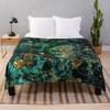 Gold Indigo Faux Malachite Marble Throw Blanket