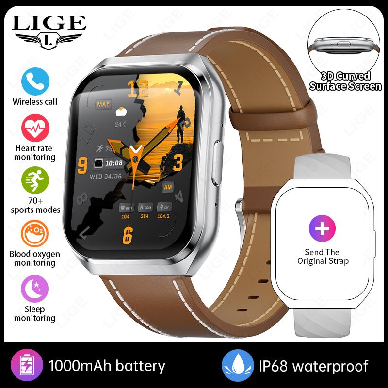 NEW Smartwatch 1000mAh Men Large Capacity Battery 1.83" HD Display Make Answer Call Voice Assistant Outdoor Sports Watches