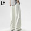 Izzueit Men's Pure Cotton Wide-Leg Straight-Leg Casual Pants