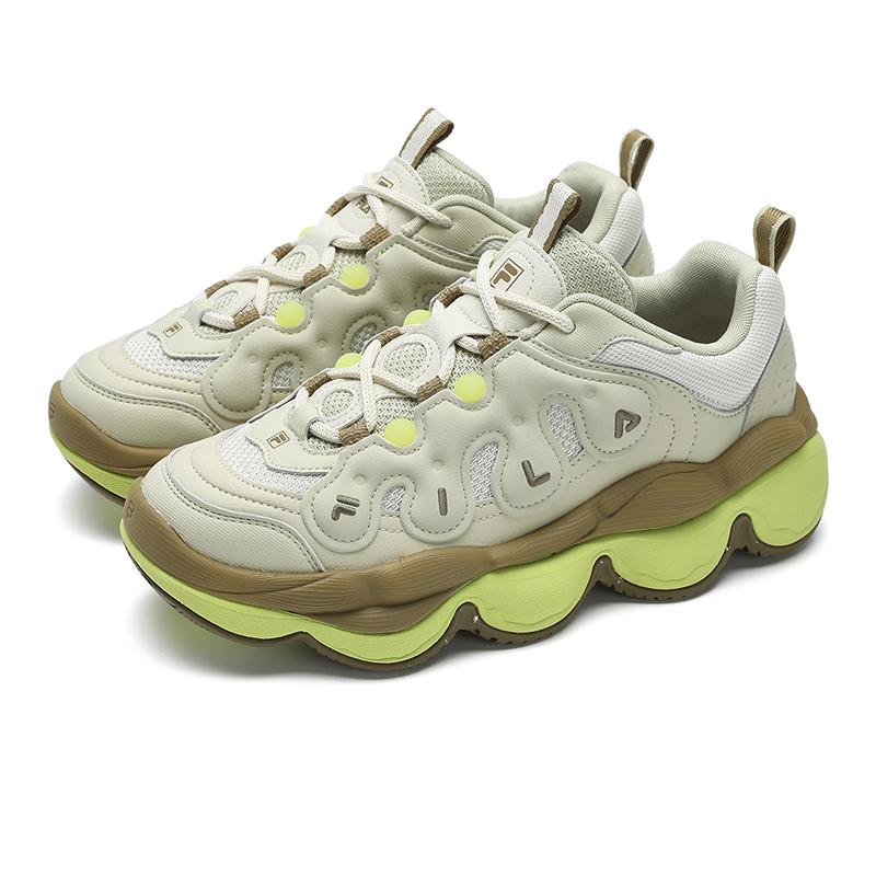 New FILA PEASE Pea Shoe Low Top Casual Shoes Women's Green Yellow F12W441117FGA