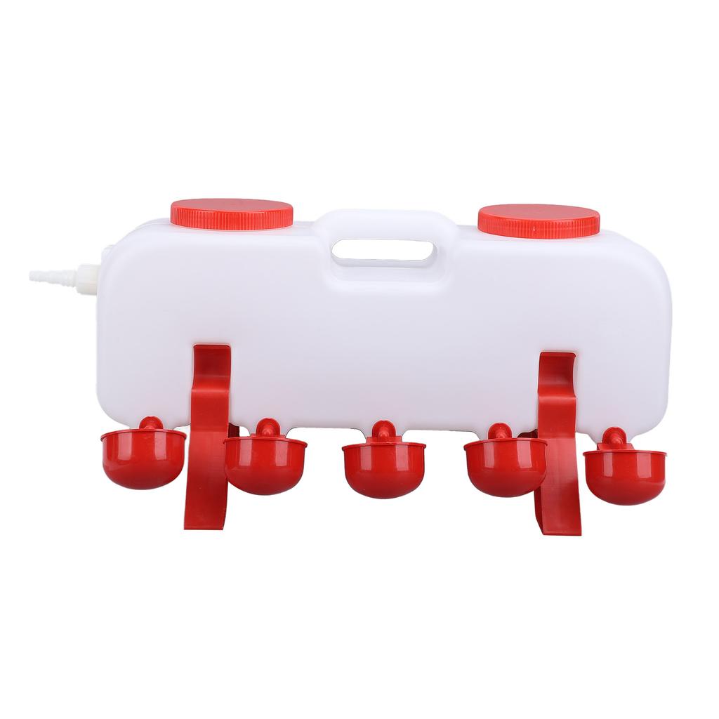 Poultry Waterer Leakproof Automatic Chicken Waterer Sturdy PP Hygeian Ergonomic Grip Self Filling with 10 Waterer Cups for Farm