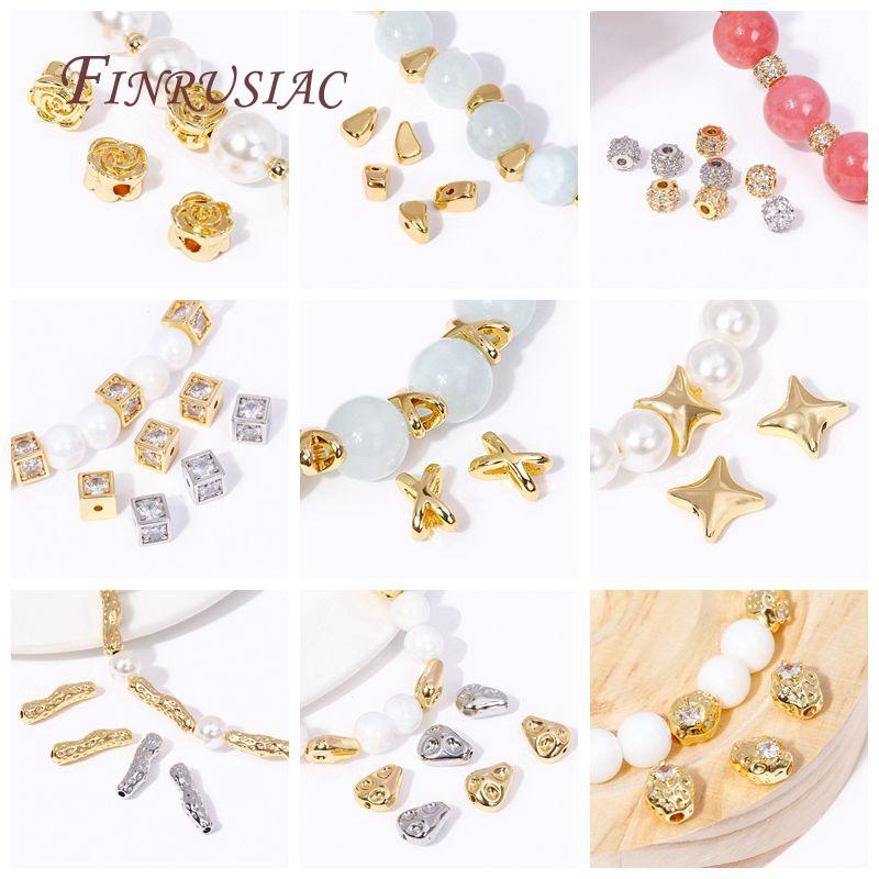 Luxury 18K Gold Plated Inlay Zircon Square Spacer Separator Beads High Quality Jewelry Making DIY Bracelets Necklace Accessories