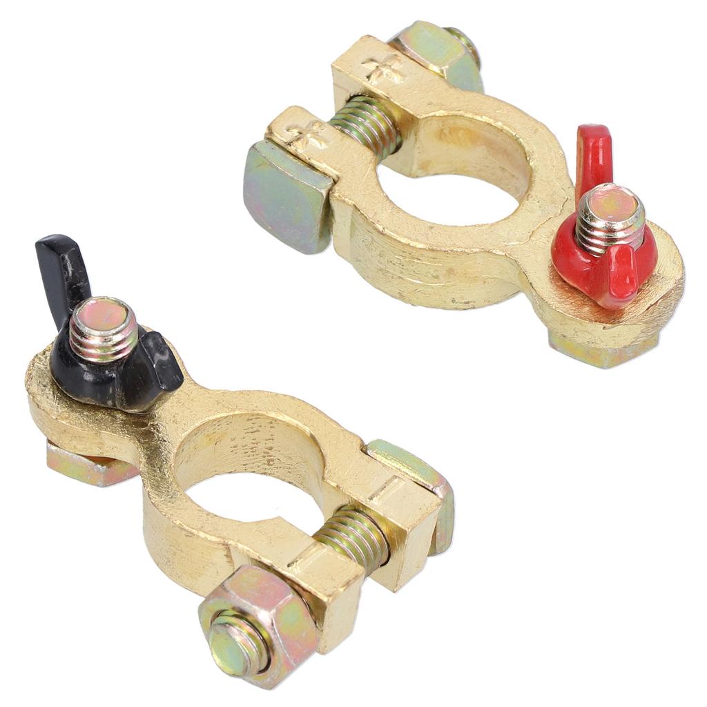 2pcs Universal Battery Terminal Clamps Pure Copper Positive Negative Top Post Connectors for Car