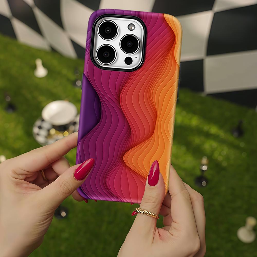 Layered Wave Phone Case for IPhone 17 16 15 14 13 Pro Max Plus for Magnetic Single Double-layer Tough Case