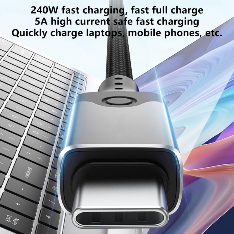 Typ-C-Gerade-Stecker zu abgewinkeltem Mittelknick-Stecker Datenkabel 240W Ladefunktion 80 Gbit/s Datenübertragung Unterstützung 60Hz