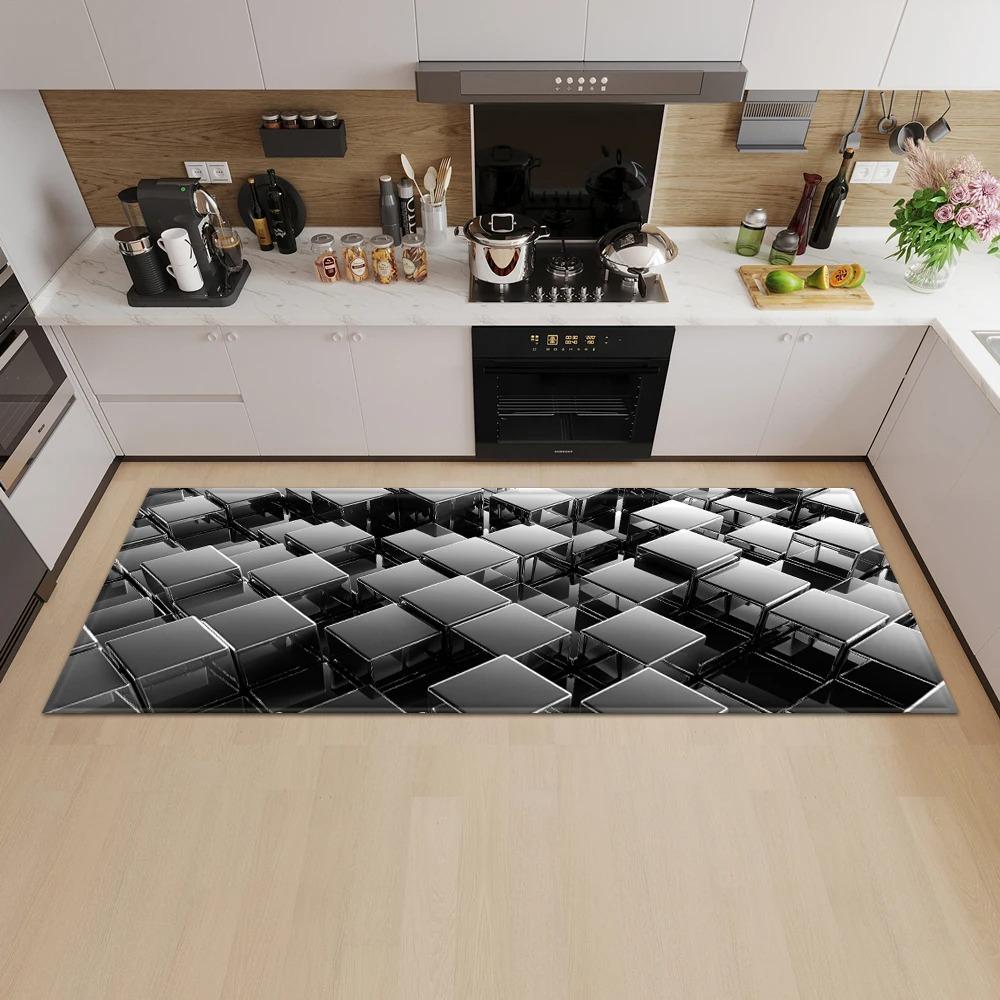 Geometric Square Pattern Home Kitchen Floor Mat Door Front Decoration Floor Mat