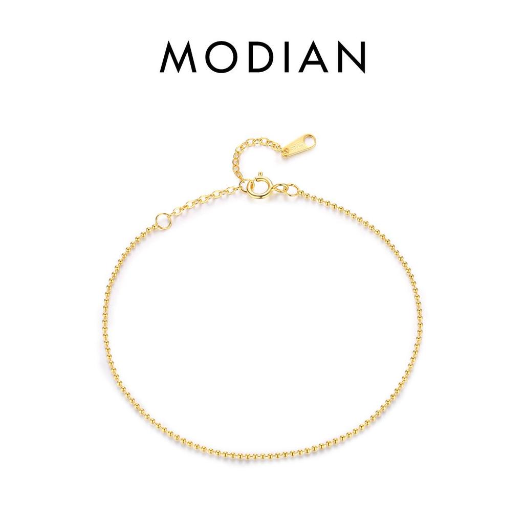 MODIAN 925 Sterling Silver Simple Tiny Thin Beads Stackable Adjustable Bracelets Valentine's Day Gift For Women Fine Jewelry
