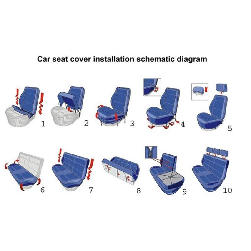 One Set Grey+Black Full Set 5-Seat Car Seat Cover Protector Cushion High Quality
