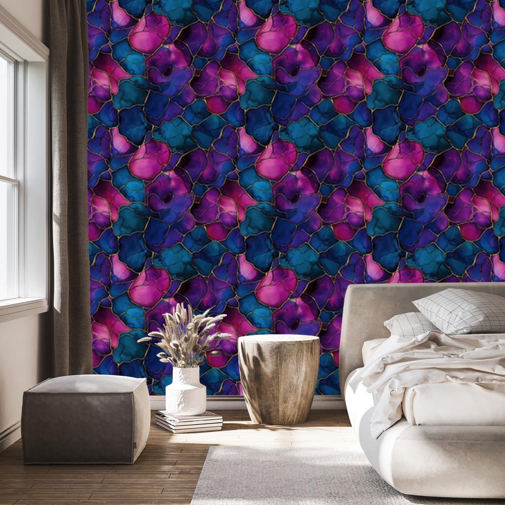 Ink Wallpaper Navy Blue and Plum for Living Room and Bedroom 50x1000