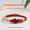 Peach Blossom Ruyi Knot Handmade Red Bracelet with Bead Option - Gift for Girlfriend