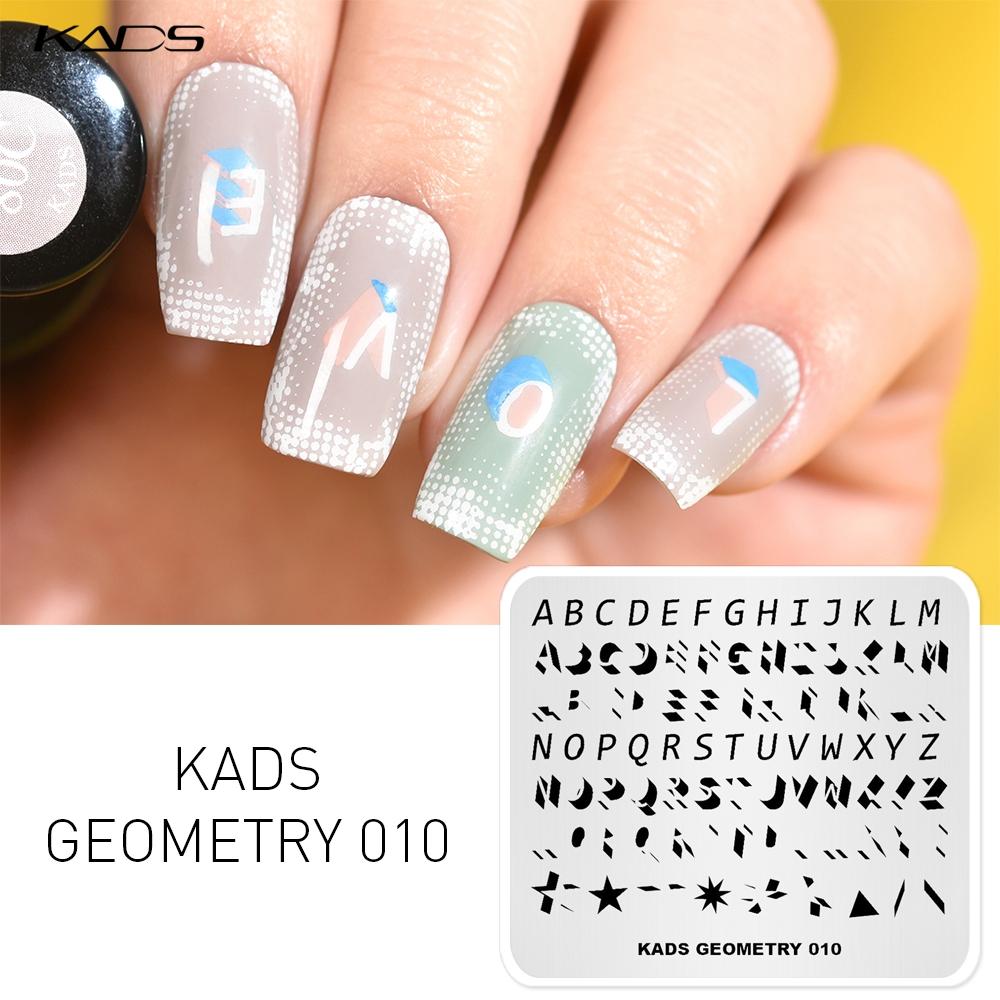 kads Geometry 010 Nail Stamping Plates for Nail Art Stamp Plate Manicure Printing Templates Letters Geometry