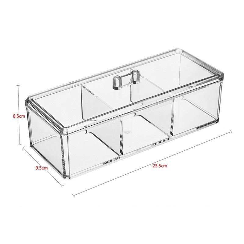 Acrylic Cotton Swab & Makeup Remover Storage Box with Lid - Transparent Square Organizer & Toothpick Holder