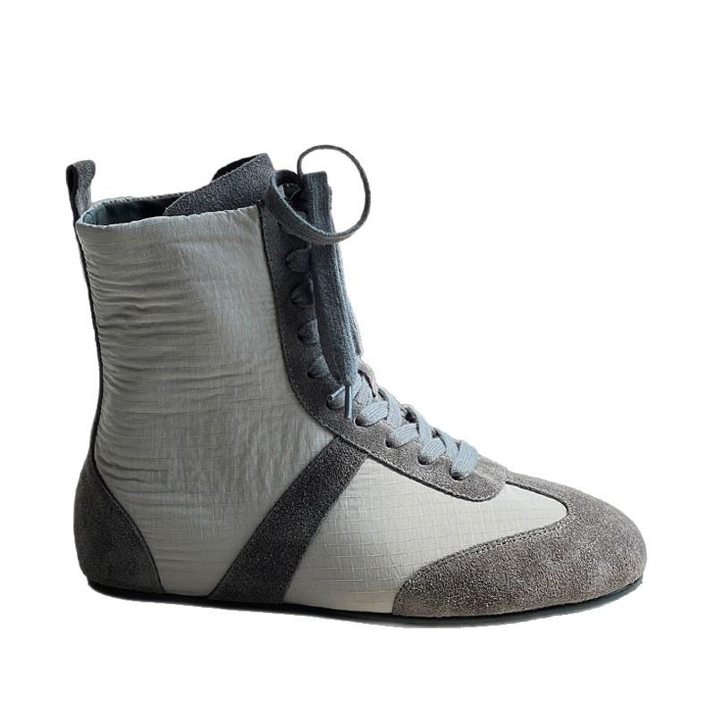 Cowhide Version~ Martin Boots Women's 2025 New Casual Versatile Color Matching Suede Cross-strap Flat-bottomed Boxing Boots Women