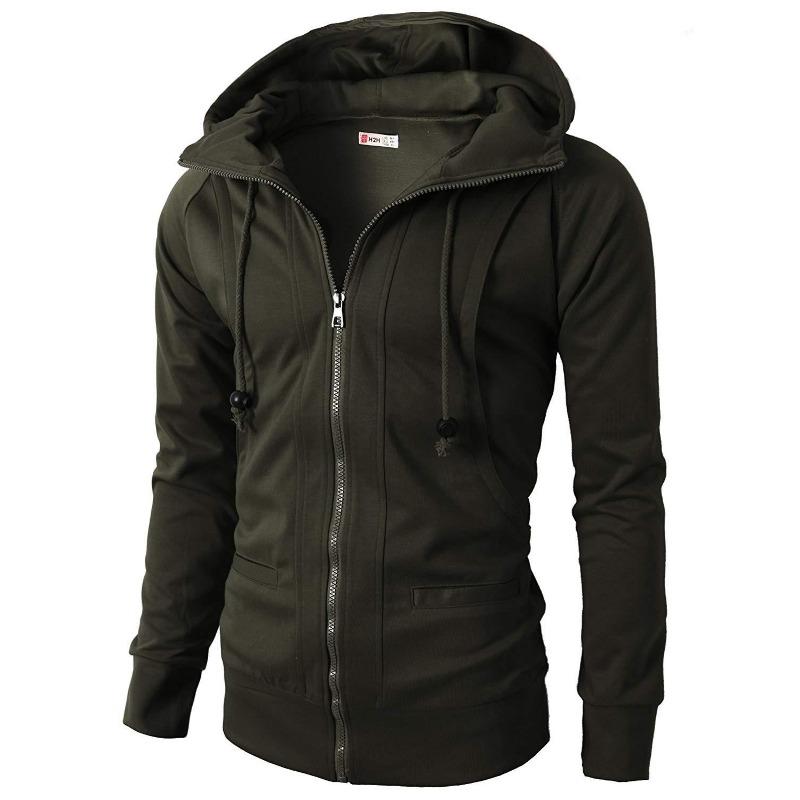 Ny Herre Sports Fitness Hverdags Jacquard Genser Fleece Cardigan Hettejakke
