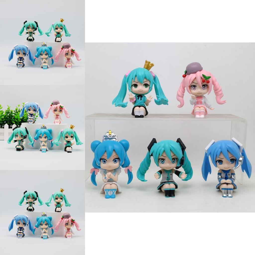 Adorable Q Version Hatsune Miku Figurine Pvc Anime Collectible Doll Set For Fans