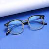 Fashion Literary Flat Glasses Women, Retro Round Frame Metal Eyebrow Glasses Frame Men's Retro Personalized Glasses Frame