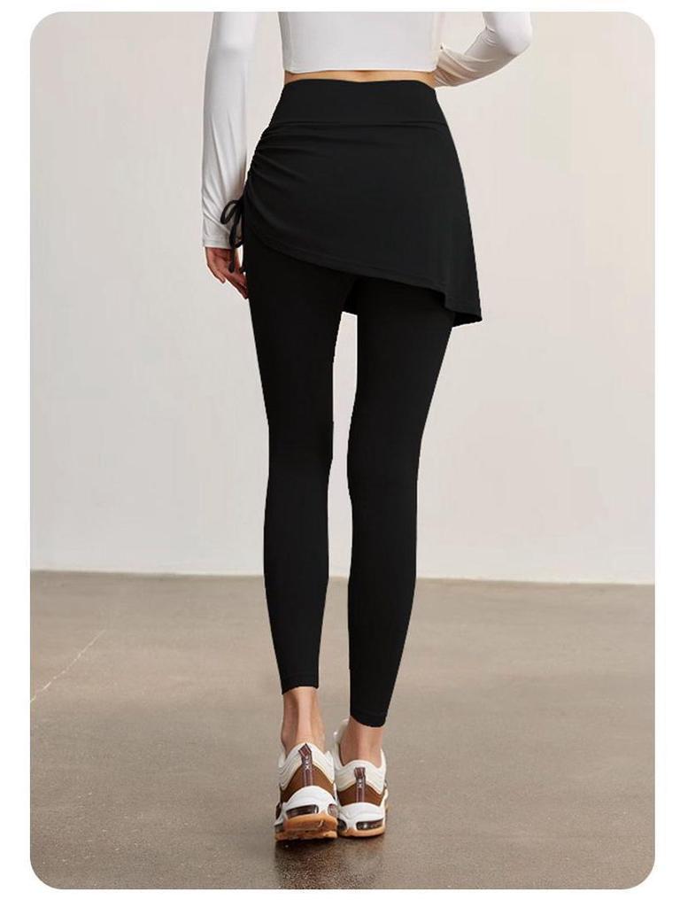 Women's Plus Size 2025 Shark Pants: Fake Two-Piece Long Sports Pants with Velvet Thickening – Perfect for Autumn/Winter Yoga and Fitness Skirt Style.