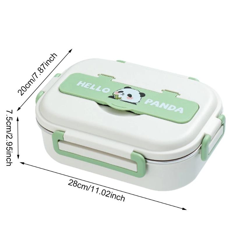 Stainless Steel Thermal Lunch Box Microwave Safe 2/4/5 Grids with Cutlery Set Panda for Adults Kids for Children School Picnic