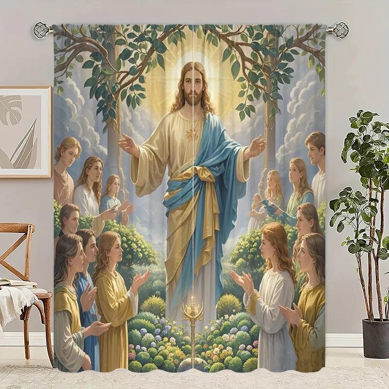 

2 шт. - Вера в передачу - Шторы с принтом - 100% полиэстер, подходят для штор в спальню и декора для гостиной 29Wx64L(75x166CM)x2