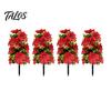 Outdoor Christmas Decorations 22" Artificial Poinsettia Flowers with Ground Spikes, Red Floral Stakes, Waterproof Winter Porch Decor PVC Simulation