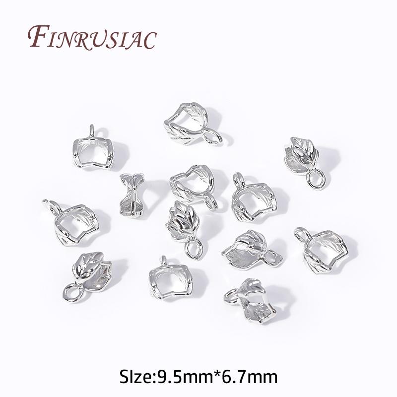 18K Gold Plated Pinch Pendant Bail Clasp Trendy Leaf Shape Bails For Jewelry DIY Findings Accessories
