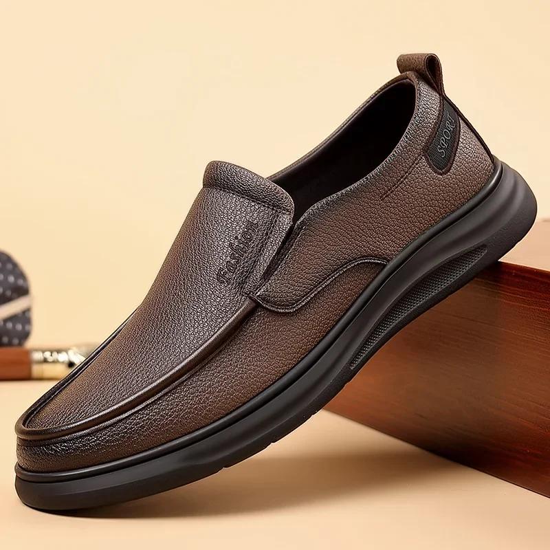 High Quality Business Leather Shoes Summer Casual Male Brown Loafers Moccasin Elegant Dress Luxury Driving Shoe Slip on Flats