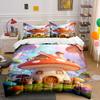 Mushroom House, Animals, Flamingos. Bedding Sets Duvet Cover Sets Duvet Covers Pillowcases(1* Duvet Cover 2* Pillowcases Without Duvet Insert)