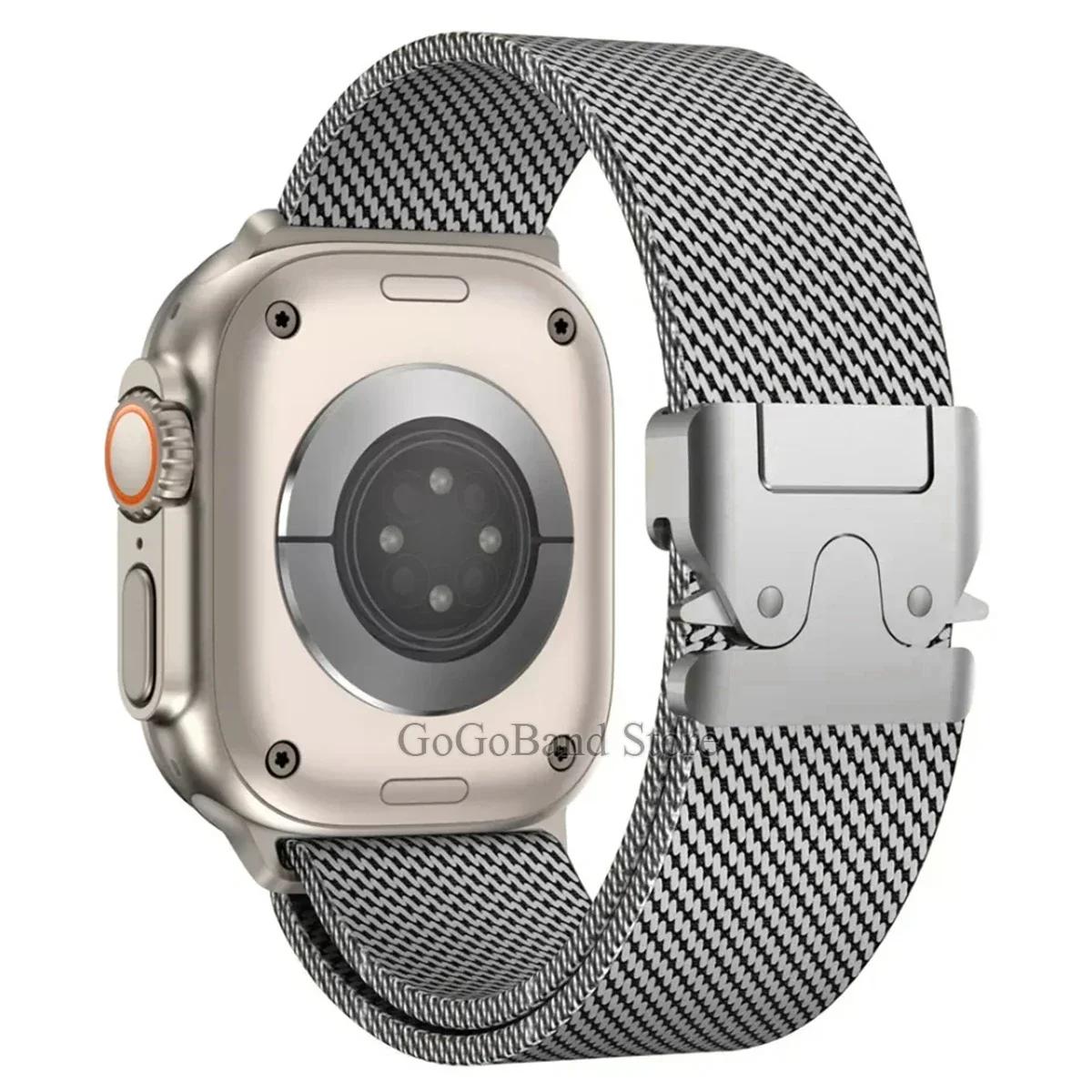 

Новый миланский ремешок-петля для Apple Watch 10 Ultra/2 49 мм, металлический ремешок для IWatch 10 9 8 7 6 5 4 3 SE 44 40 42 мм. 42 44 45 S10-46 49mm серебряный