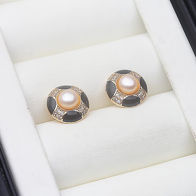 

Natural Fresh Water Real Pearl Earrings For Woman,925 Silver Pearl Stud Earrings Wife Mother Day Gift White Black Drop Shipping