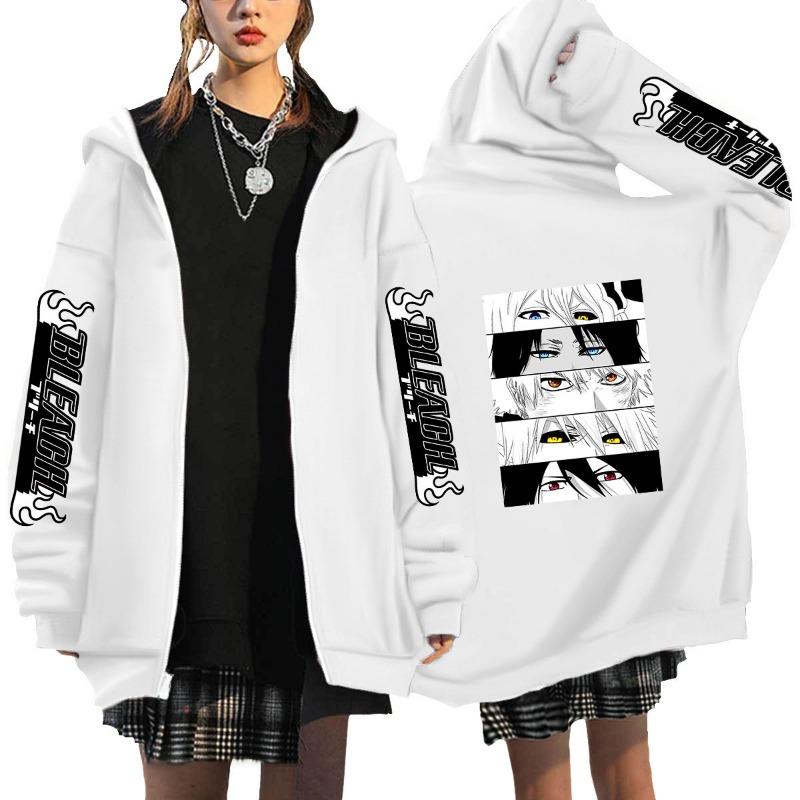 Japonské Anime Bleach Kurosaki Ichigo Potlačená Mikina s Kapucňou Pánska Dámska So Zipsom Ležérna Voľná Mikina Harajuku Unisex Bunda na Zips