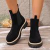Ladies' Short Boots With Round Toe And Color-Blocked Design, Warm Lining, Suitable For Winter Outings. Warm Boots 36-42