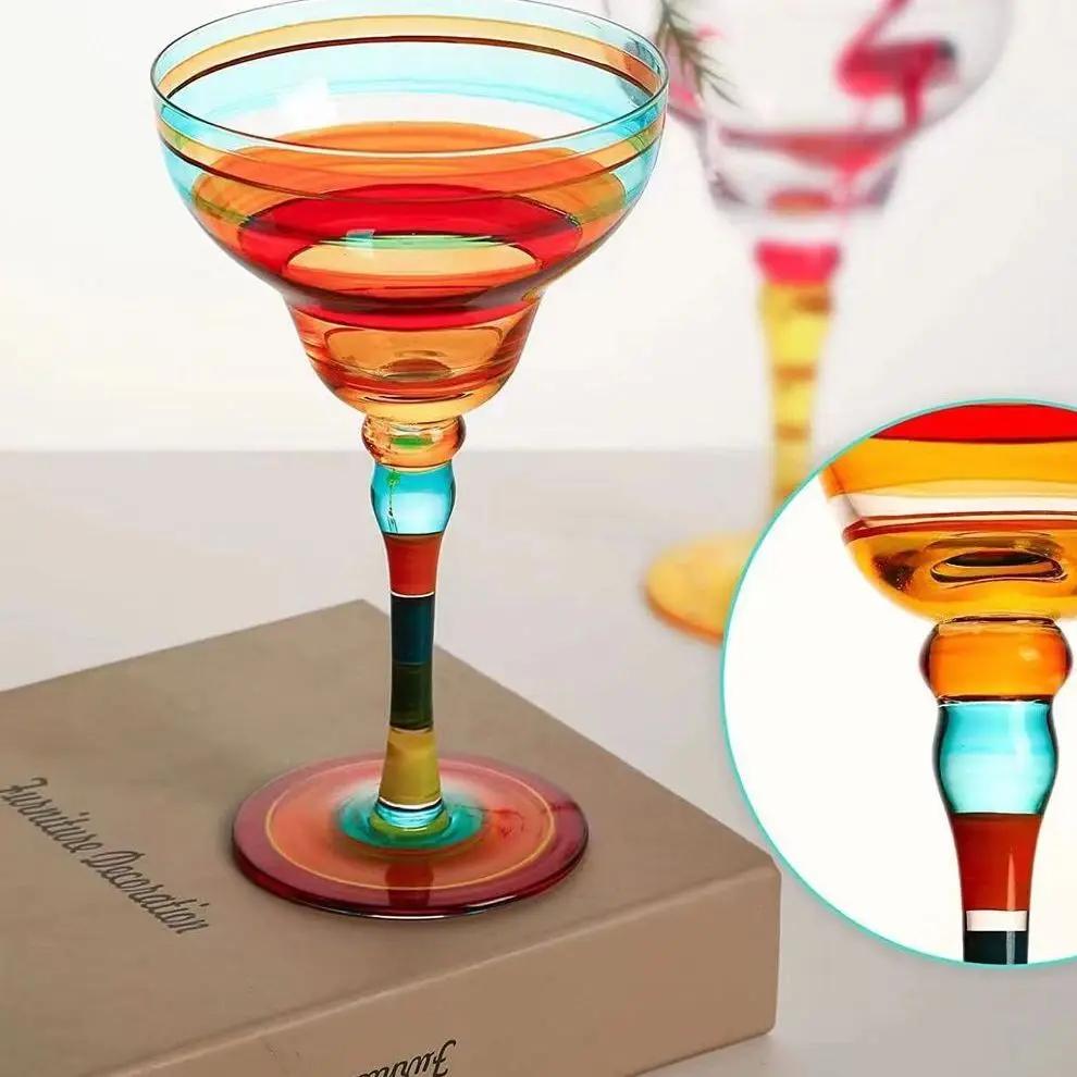 Handmade Colorful Cocktail Cup Margarita Europe Goblet Cup Champagne Cup Creative WineGlasses Home Bar WeddingParty Wine Glasses