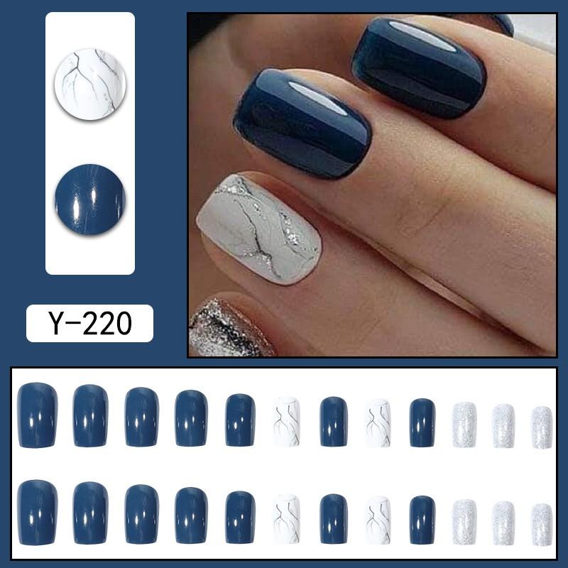 Pre-made Press-On Nails With Gradient Line Design Minimalist INS Style False Nail Tips Women