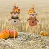 2Pcs Handmade Straw Scarecrow Stick Puppets Thanksgiving Theme Tabletop Display Statue Garden Straw Dolls Accessories