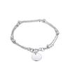 New Customize Name&Date Women Girls Link Chain Bracelet Stainless Steel Round Charm Personalized Jewelry Length 18cm