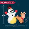 JOYFY 6.6 FT Long Christmas Inflatable Decoration Reindeer Peeing on Snowman with Build-in LEDs for Xmas Party Yard Garden Décor