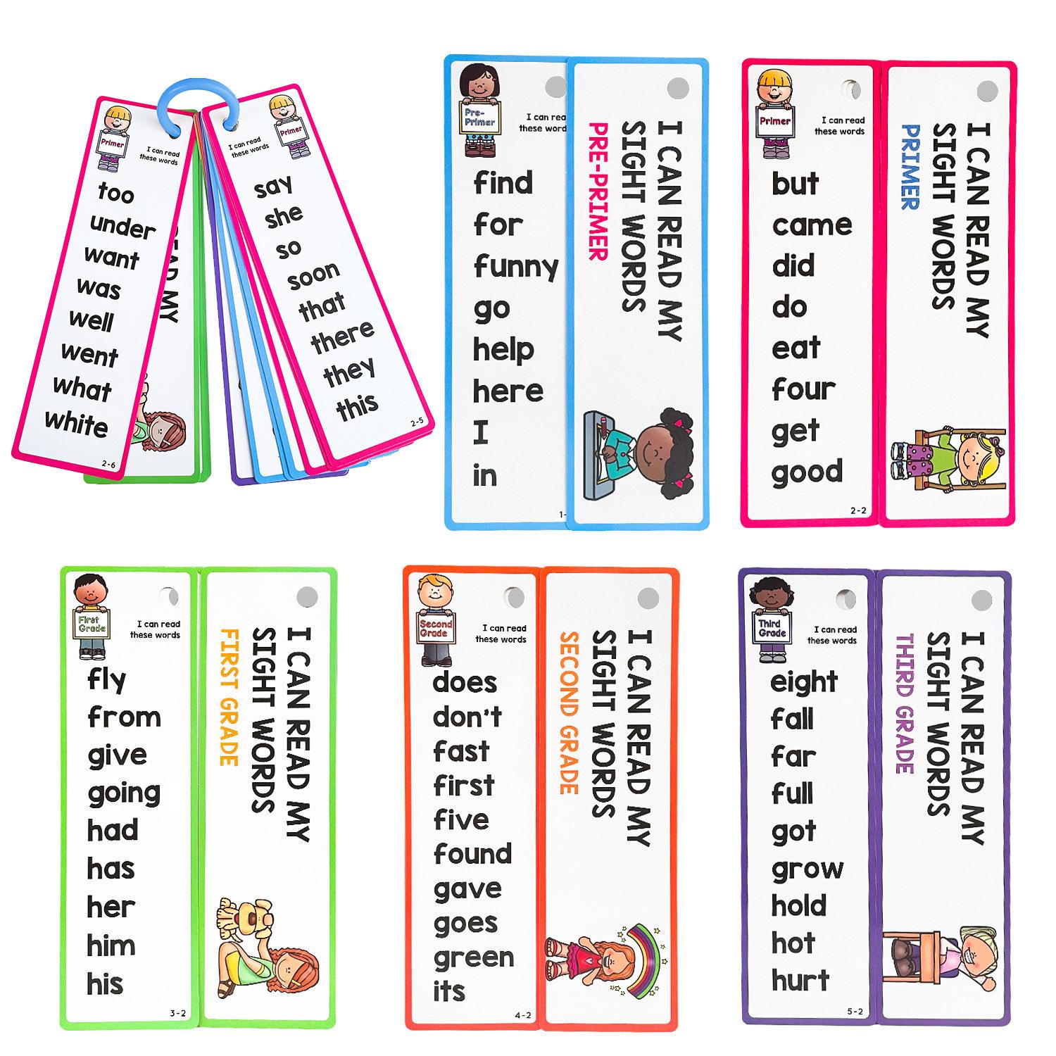 Children s English 220 Sight Works Cognitive Flash Cards High-frequency Word Cards Early Education Teaching Aids Study Cards 16Pcs белый