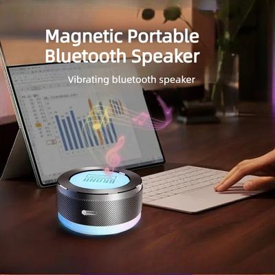 Magnetic Portable Bluetooth Speaker Mini Sound Box HiFi Stereo Soundbar Wireless Loudspeaker with LED Color Light Phone Holder
