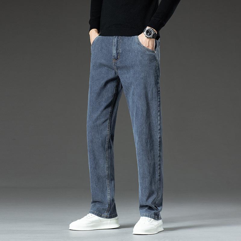 Straight-leg Jeans For Men, Versatile, Stretchy And Loose, Autumn New Style, Youth Long Men's Popular Thick Casual Trousers