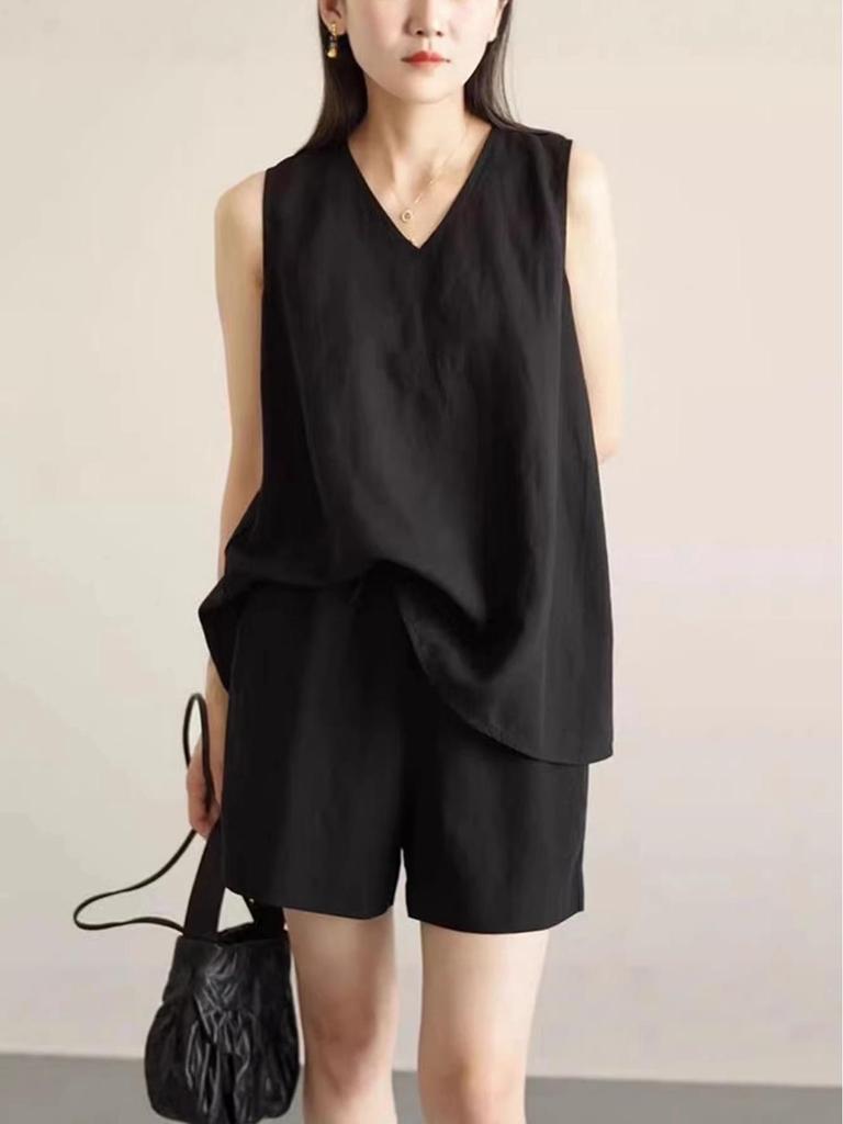 Women's Summer Slimming Sleeveless Vest & Shorts Two-Piece Set