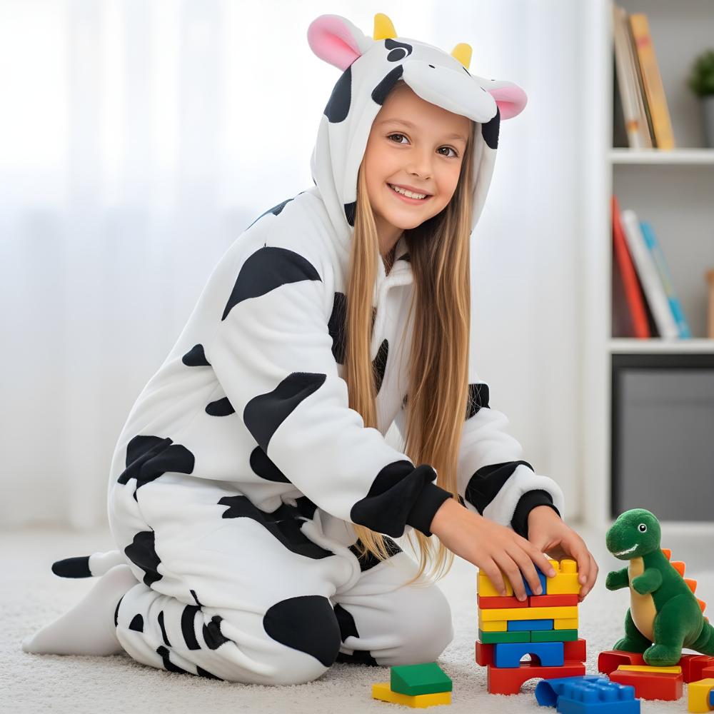Pajama Onesie Kigurumi Costume Disguise Cow 115-125Cm