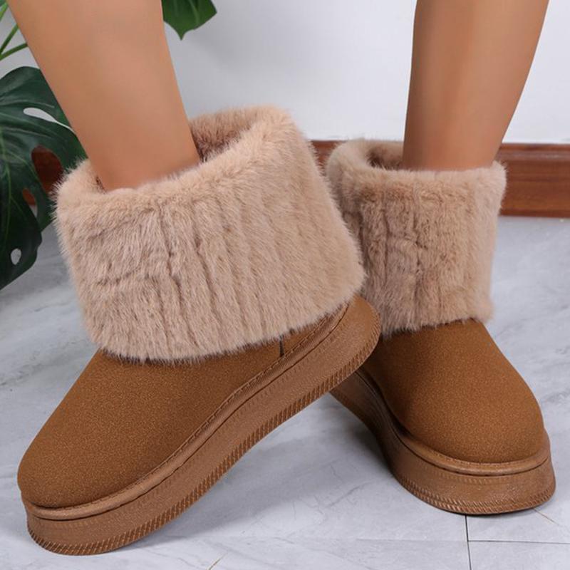 Fashion Winter Short Plush Warm Snow Boots for Women Fashion Camel Faux Fur Snow Boots Woman Non Slip Platform Booties Mujer