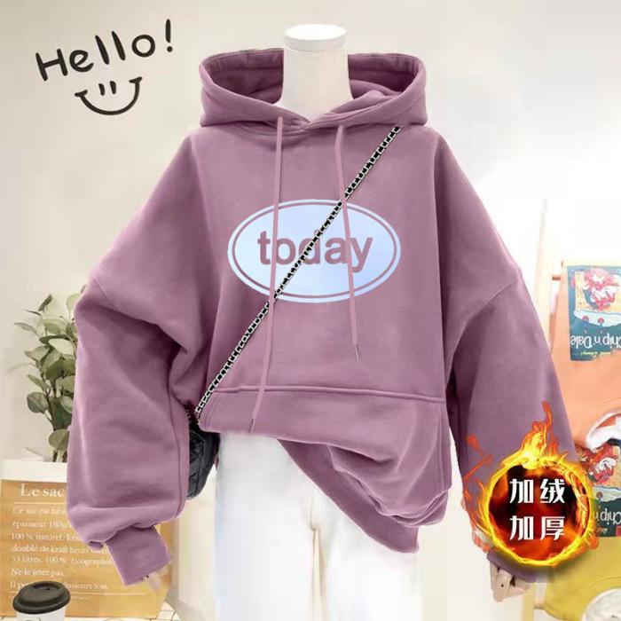 

Fleece new letter-printed hooded sweater men s and women s Korean version of casual wholesale jacket 3XL фіолетовий