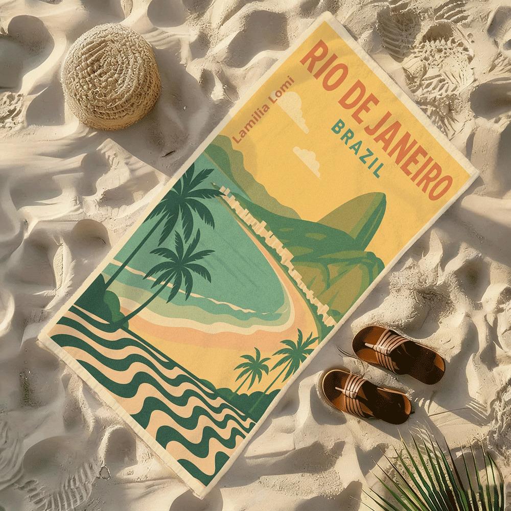 1PC Rio De Janeiro Brazil Beach Charm Bath Towel for Swimming Camping Travel
