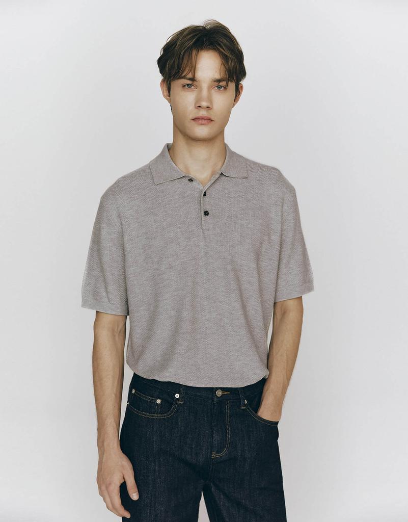 CONCEPTS1ONE Herringbone Short Sleeve Polo Knit Sweater 10055526/055526 [4Color]