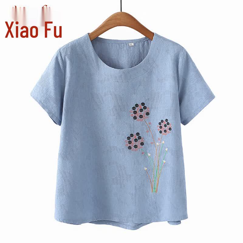 Xiaofu Women s Loose-Fit Cotton Summer T-Shirt & Pants Set for Seniors 3XL