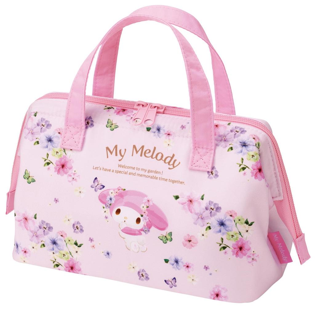 Skater Lunch Clasp My Pastel Vivid Watercolor Floral Bag, Insulated, Purse, Women's, Sanrio, Melody, Print, KGA1-A
