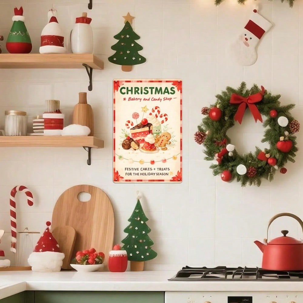 Vintage Santa Claus Metal Sign Farmhouse Wall Art Christmas Decor
