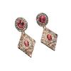 Pre-owned Vintage-style Earrings, Antiqued Bronze Plated with Real Gold, Zircon-studded, Marked for a High-end, Light Luxury Appeal.